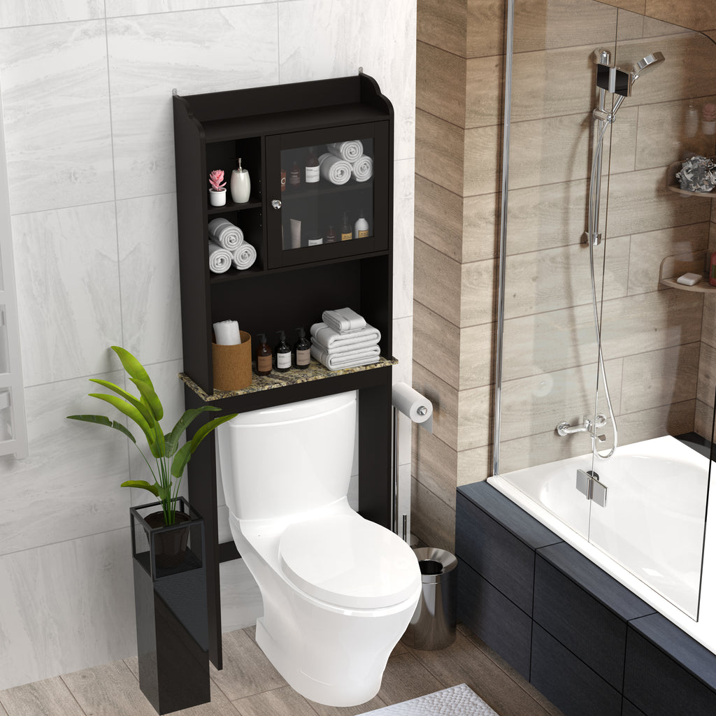 Modern Over The Toilet Space Saver Organization Wood Storage Cabinet For Home, Bathroom - Espresso