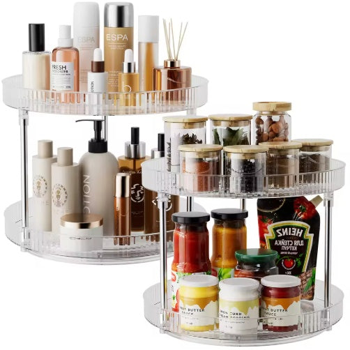 Double-layer Turntable Rotating Spice Rack Organization Spinning Organizer