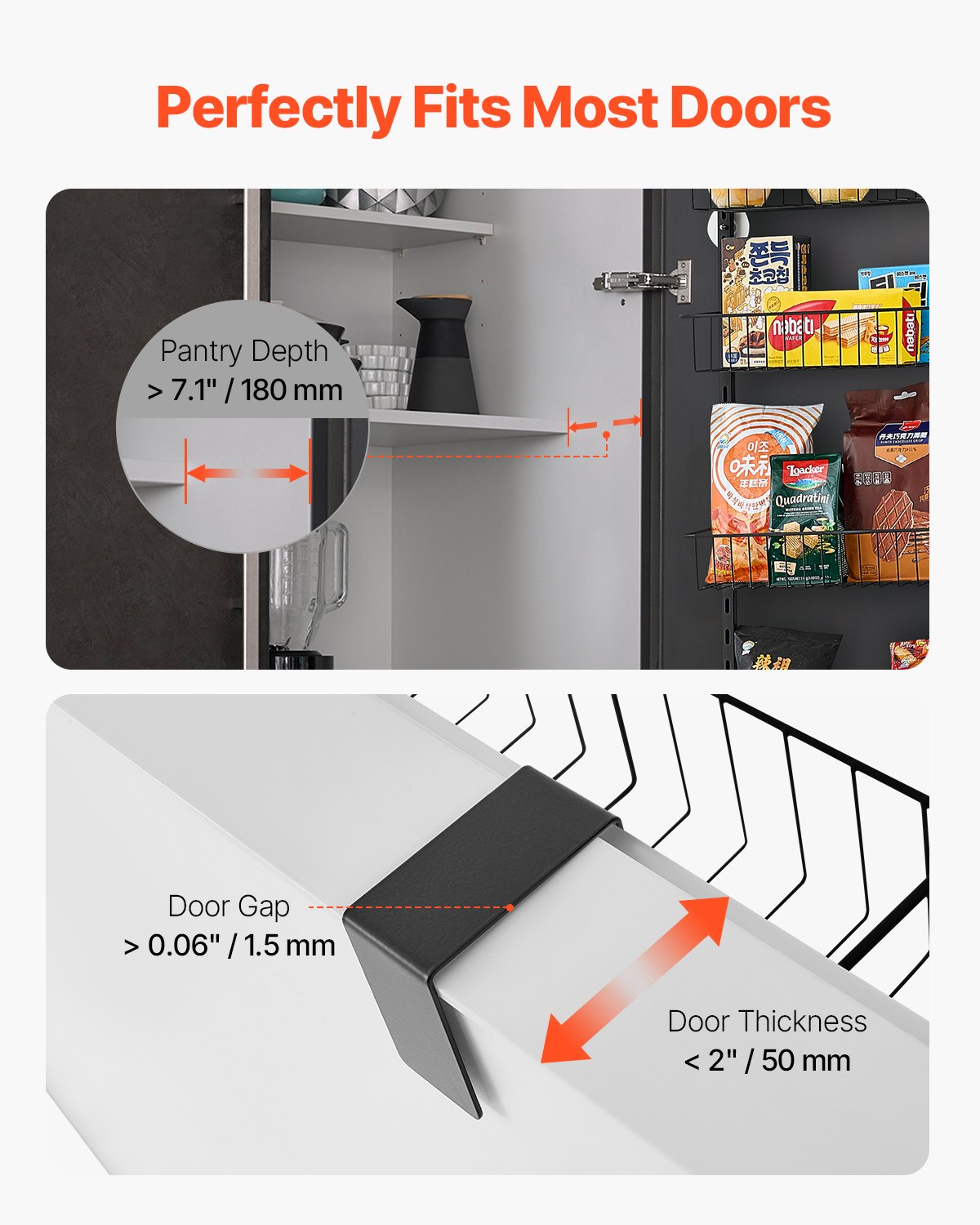 6-Tier Over The Door Pantry Organizer Hanging Storage Rack Adjustable Kitchen