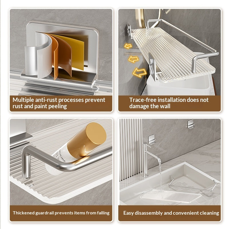 Bathroom No-Drill Storage Golden Shelf