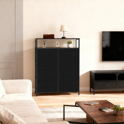 8-Drawer Fabric Dresser With Open Shelf, 45.9-inch Tall Storage Cabinet For Bedroom Closet Organization
